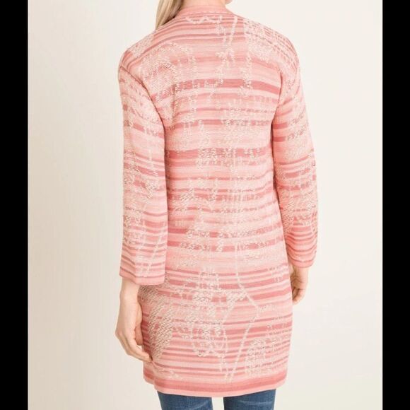 Chico’s Embroidered jacquard  Pink cardigan Small - Picture 2 of 2
